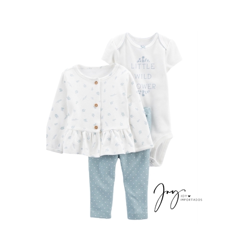 Conjunto 3 peças Verde Água - Carter’s - Joy Importados