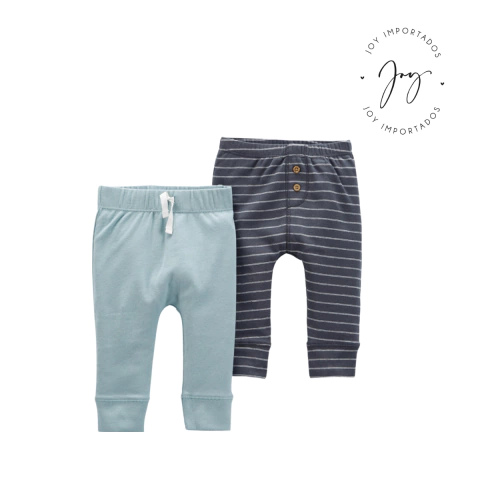Kit 2 Calças Verde Água e Cinza com Listras Brancas - Carter's - comprar online
