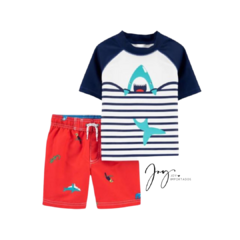 Conjunto de Verão Shorts e Blusa com Proteção Solar Tubarão - Carter´s