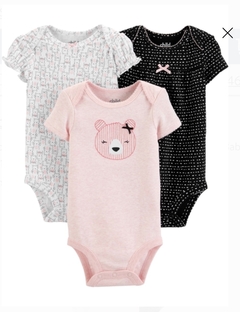 Trio Body Urso Preto e Rosa - Child of Mine