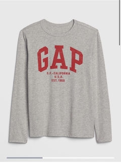 Camiseta Manga Longa Cinza GAP na internet
