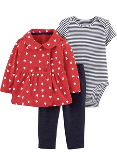 Trio Casaco Fleece Coração - Carter's