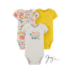 Trio Body Floral Amarelo - Child Of Mine