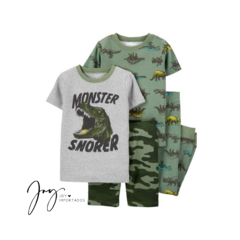Pijama de Algodão Dinossauros 4 Peças - Carter´s