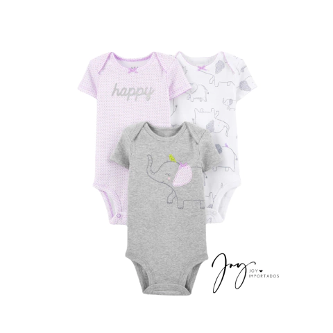 Trio Body Elefante Lilás - Carter's