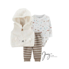 Conjunto 3 Peças Colete em Sherpa Urso - Carter´s