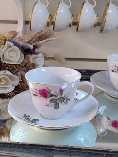 5 Duos de Te en Porcelana China rosas rojas - tienda online