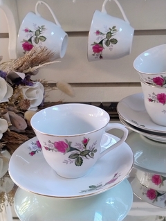 5 Duos de Te en Porcelana China rosas rojas - 2Gardenias Bazar antiguo & Deco