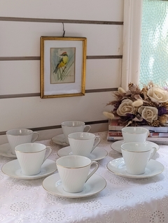 Duo de Cafe en Porcelana Tsuji con bordes dorados - 2Gardenias Bazar antiguo & Deco