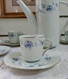 Duo de Cafe en Porcelana Tsuji flores azules