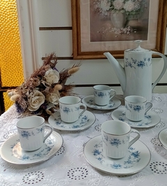 Duo de Cafe en Porcelana Tsuji flores azules - 2Gardenias Bazar antiguo & Deco