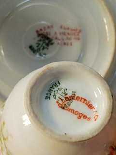 Duo de Cafe en Porcelana Francesa Limoges Shabby Chic de coleccion