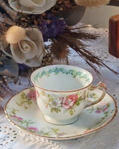 Duo de Cafe en Porcelana Francesa Limoges Shabby Chic de coleccion