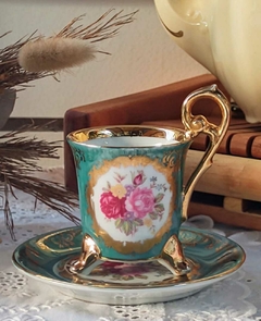 Duo de Cafe en Porcelana Japonesa Ohashi con Patitas de Coleccion
