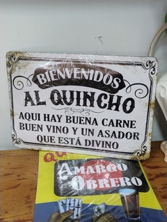 Cartel de Chapa Vintage Bienvenidos al Quincho 34 cm x 23 cm - comprar online