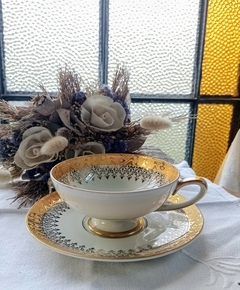 Duo de Te en Porcelana Alemana Bavaria rivetes en oro de coleccion