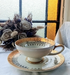 Duo de Te en Porcelana Alemana Bavaria rivetes en oro de coleccion - 2Gardenias Bazar antiguo & Deco