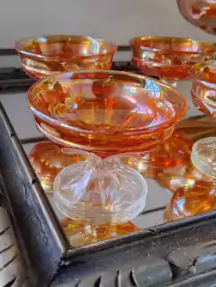 Bowl Centro con Pie y 5 Compoteras Carnival Glass - comprar online