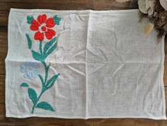 Servilleta de Hilo de algodon con Aplicacion floral - tienda online