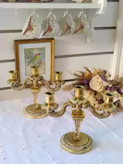 Par de Candelabros medianos en Bronce Mazico diseño Frances - tienda online