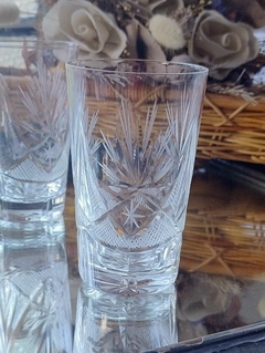 4 Vasos Medianos para Recepcion de Cristal Tallado - comprar online