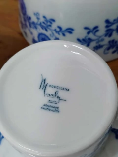 Duo de Te en Porcelana Marly flores azules - 2Gardenias Bazar antiguo & Deco