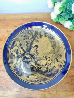 Plato Decorativo en Porcelana Tsuji Azul Cobalto 24 kilates en internet