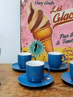 6 Duos de Cafe en Porcelana China azul - tienda online