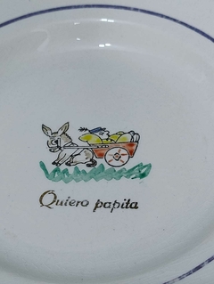 Antiguo Plato Termico Infantil de Loza y Aluminio en internet