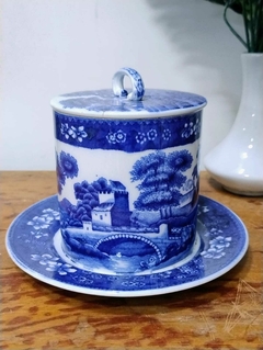 Dulcera o Azucarera en Loza Inglesa Copeland tonos azules (Tapa pegada) - 2Gardenias Bazar antiguo & Deco
