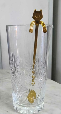Cucharita larga ideal Tragos o Submarino en Metal Dorado "Gato" - comprar online