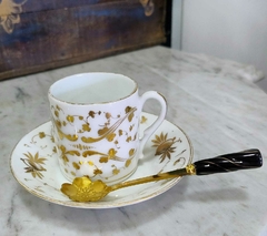 Cucharita de Te en Metal Dorado con Mango de Porcelana - comprar online