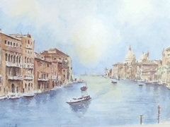 Cuadro de Acuarela escena de Venecia Firmado - tienda online