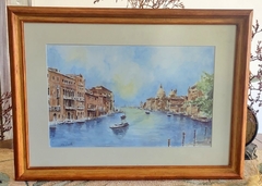 Cuadro de Acuarela escena de Venecia Firmado