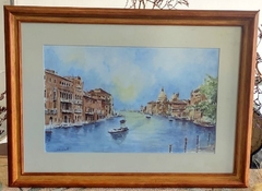 Cuadro de Acuarela escena de Venecia Firmado