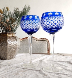 2 Copones de Cristal Azul Encamisado Gran Tamaño en internet