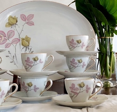 Duo de Cafe en Porcelana Tsuji con Pimpollos Amarillos - 2Gardenias Bazar antiguo & Deco
