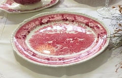 Fuente Oval en Loza Inglesa Irostone Adams escenas Rojo en internet