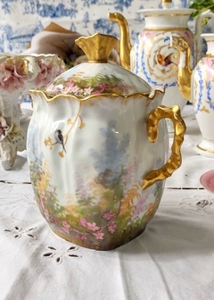 Bombonera / Azucarera en Porcelana Francesa pintada a mano