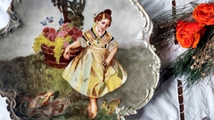 Gigante Plato Frances en Porcelana Limoges Pintado a Mano - comprar online