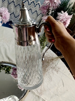 Jarra Garrafa de Cristal con gollete Bañado en Plata