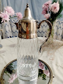 Imagen de Jarra Garrafa de Cristal con gollete Bañado en Plata