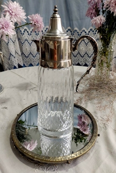 Jarra Garrafa de Cristal con gollete Bañado en Plata - 2Gardenias Bazar antiguo & Deco