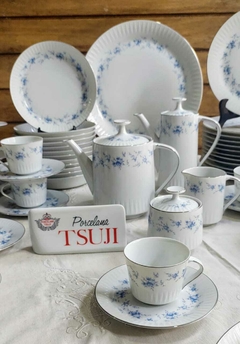 Juego de Vajilla en Porcelana Tsuji Flores Azules 89 piezas - comprar online