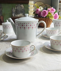 Duo de te en porcelana Verbano delicadas flores con dos tonalidades de Rosa - comprar online
