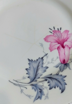 6 platos de postre en porcelana Checoslovaca Victorian Flor de Bignonia - 2Gardenias Bazar antiguo & Deco