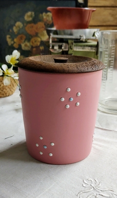 Frasco de cocina de loza en color rosado