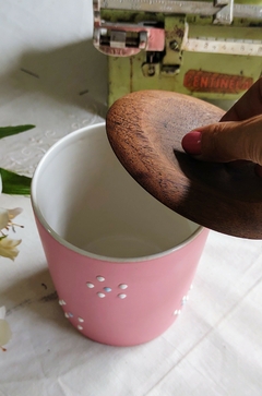 Imagen de Frasco de cocina de loza en color rosado