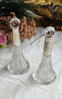 Par de Perfumeros de Cristal con virola en Plata 925