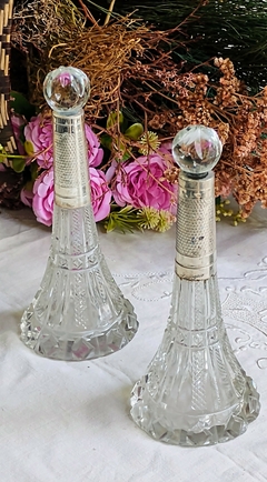 Par de Perfumeros de Cristal con virola en Plata 925
